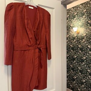 Sandro Terracotta V-Neck Dress